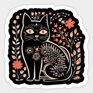 Lino Cut Cat Sticker